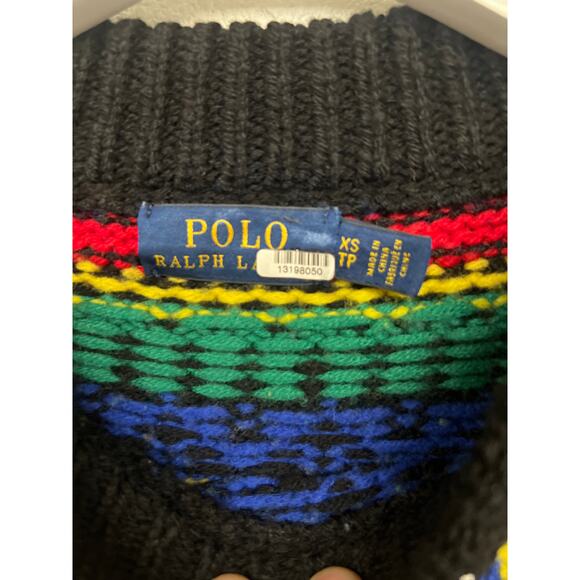 polo Ralph Lauren Sz xs xsmall multi fair Isle Wool-Blend Jumper printed thick - Picture 3 of 4